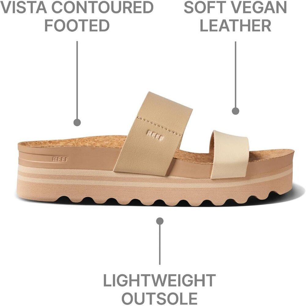 Women's Slide Sandal Oasis Duo Open Toe Slip-on Hi Platform Heel Double Strap - Picture 5 of 7